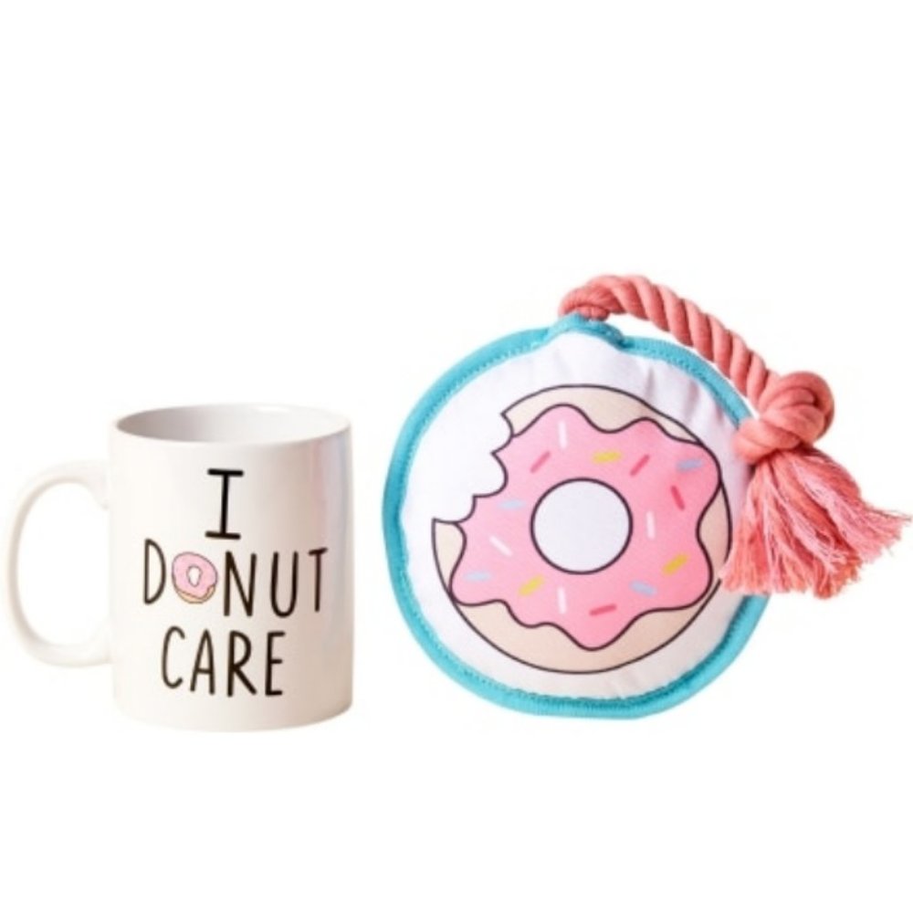 Bailey & Bella Mug & Dog Cat Pet Toy Gift Set Donut Pink nwt